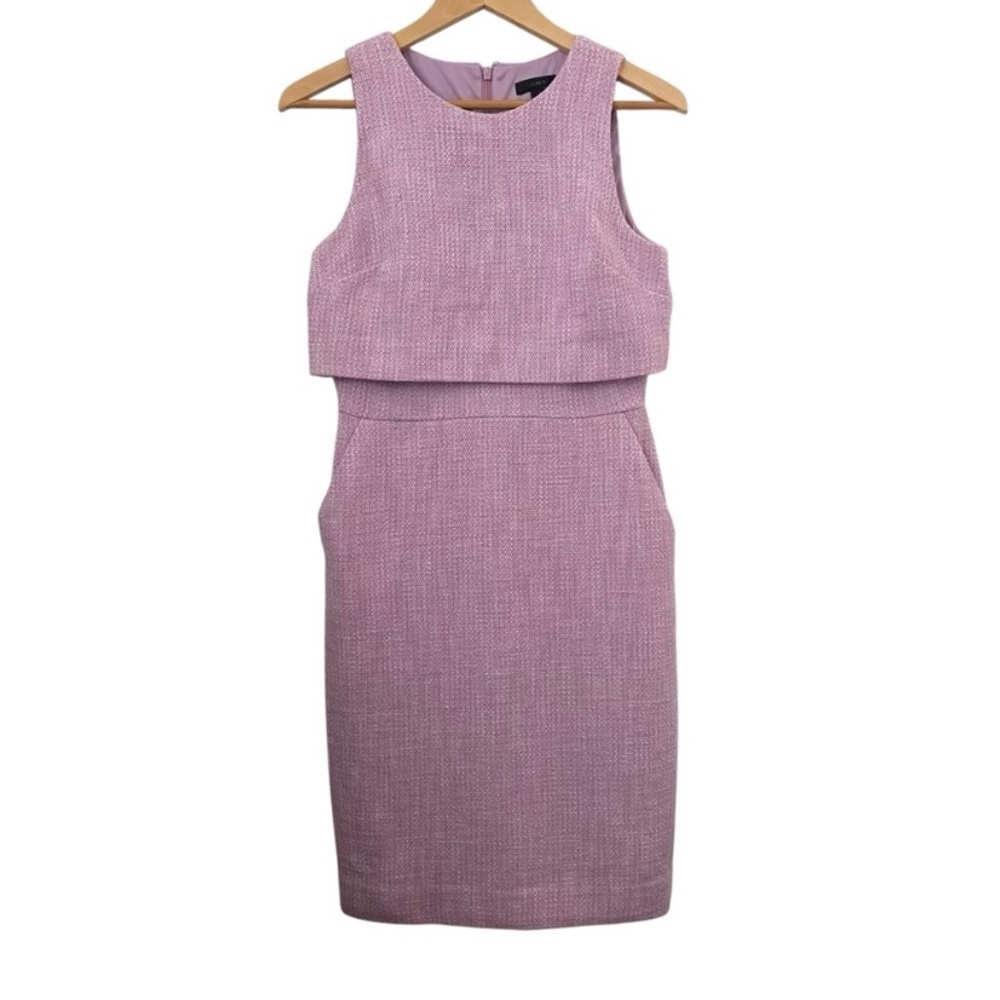 Crew "Going Places" Lavender Knee-length Cotton Tweed Textured Dress 4 - Picture 2 of 11